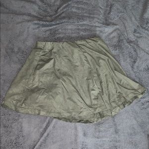 Army green suede skater skirt